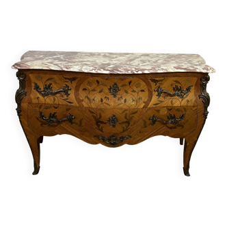 Louis XV style inlaid chest of drawers