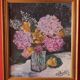 Peinture à l'huile française vintage d'hortensias signée C. Bardier, 1996