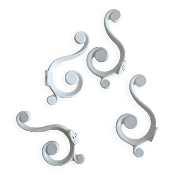 Lot de 4 patères en métal laqué blanc
