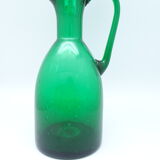 Green blown glass pitcher vase