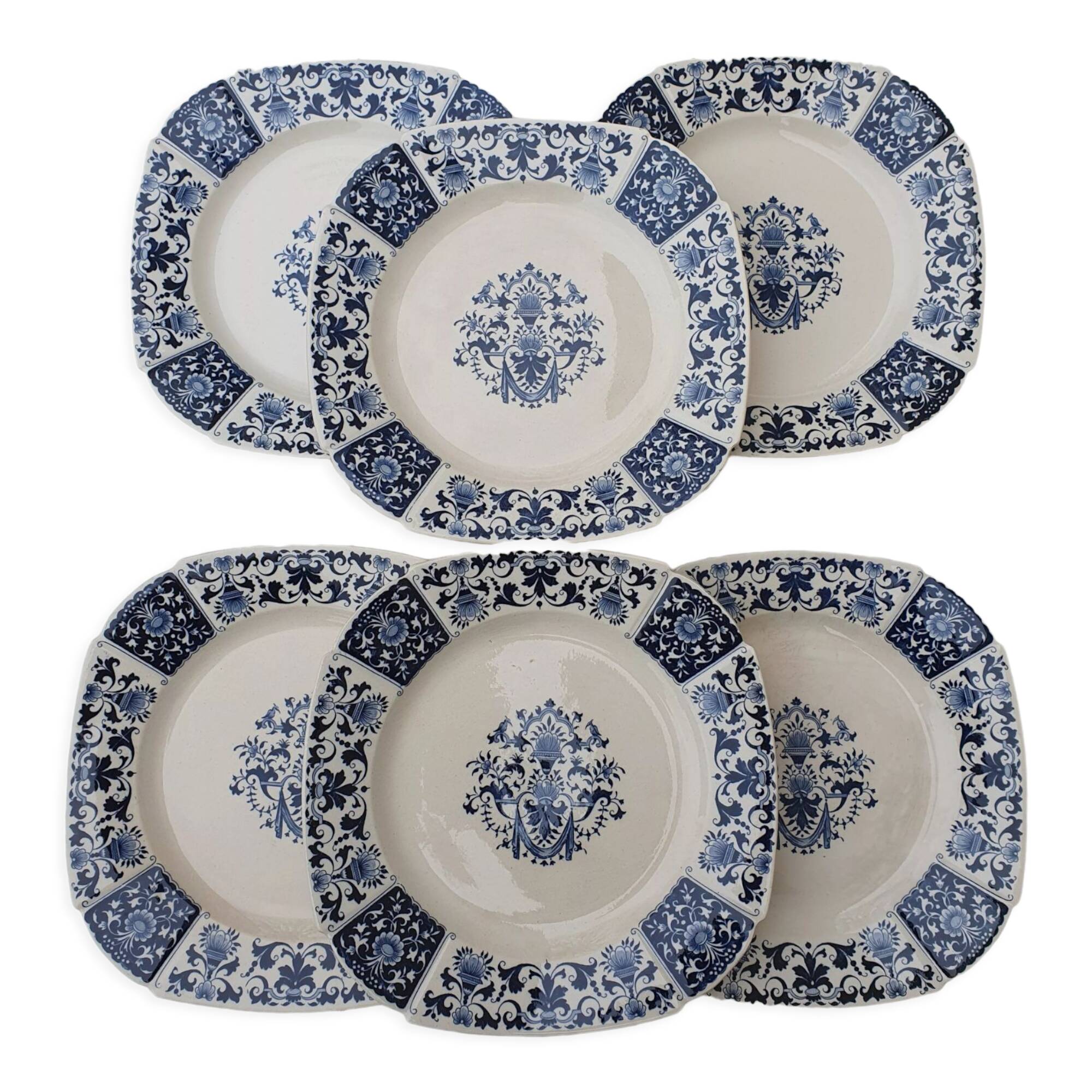 6 old earthenware plates Gien