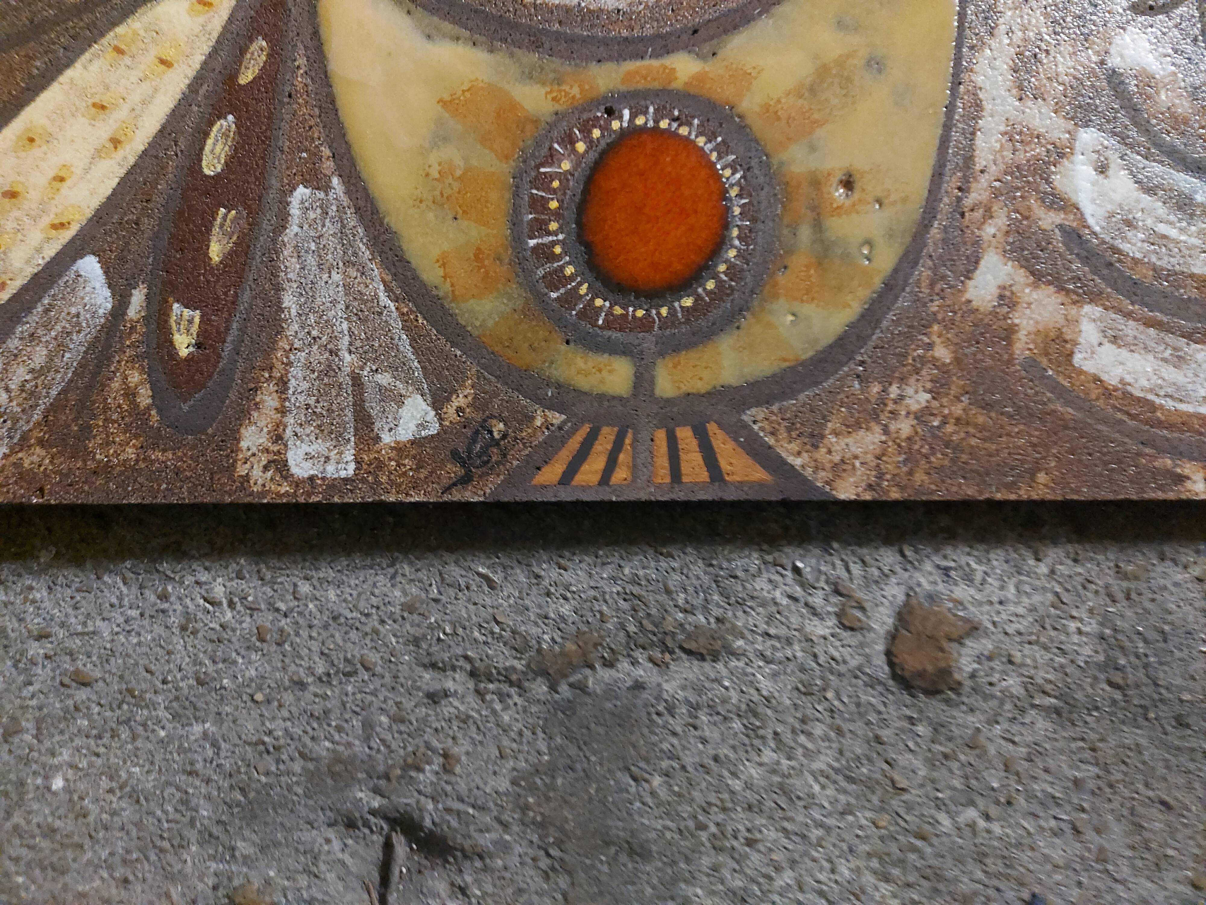 Plate, enamelled lava panel J.G Picard, Vallauris