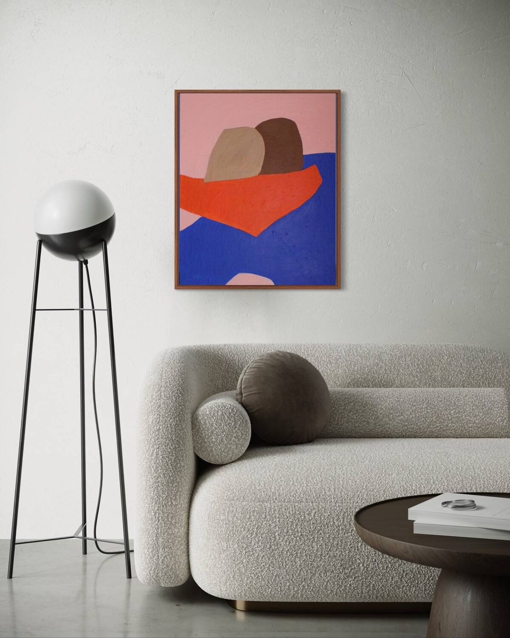 Peinture figurative minimaliste "In your arms" par Bodasca