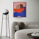 Minimalist figurative painting "In your arms" by Bodasca