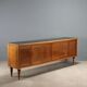 Vintage buffet in walnut veneer and burl, 1950s design.