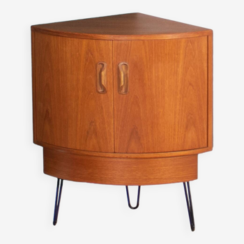 Retro Teak 1960s G Plan Fresco Corner Unit Bar Drinks Cabinet On Hairpin Legs