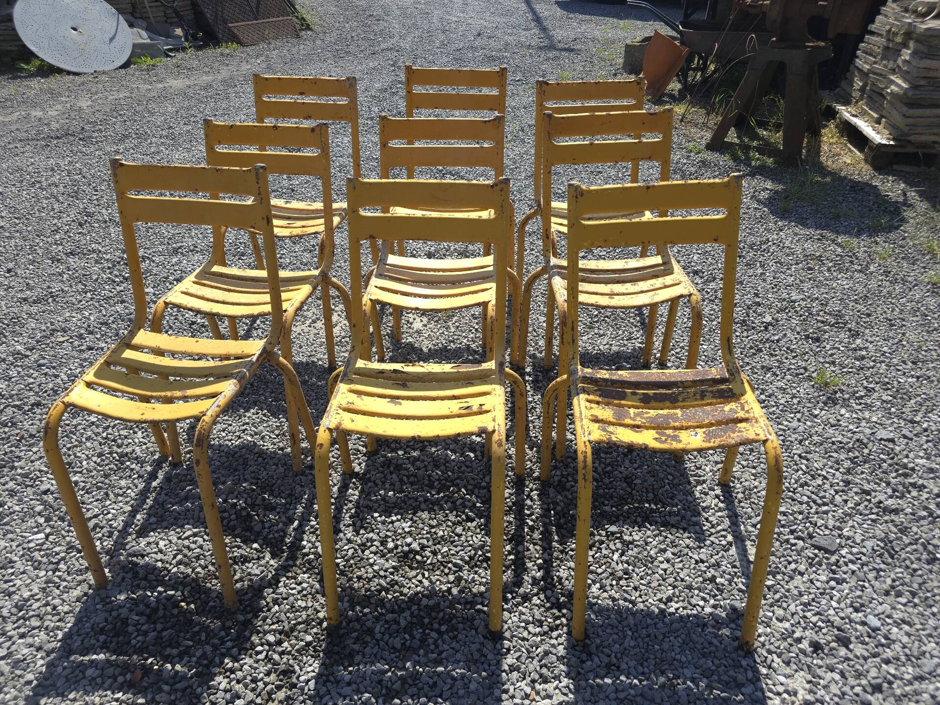 Vintage iron bistro chairs x 9