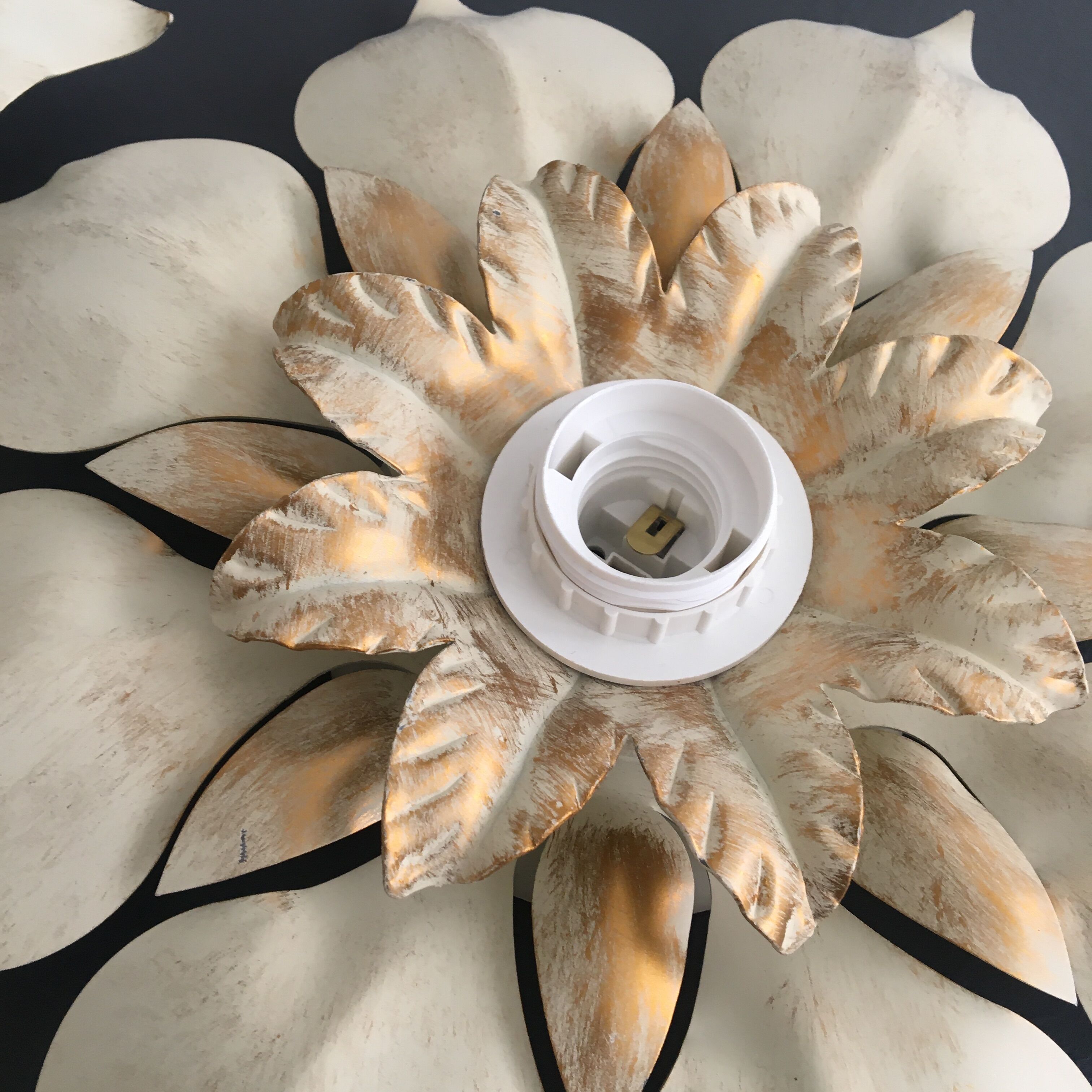 Pair metal flower sconces