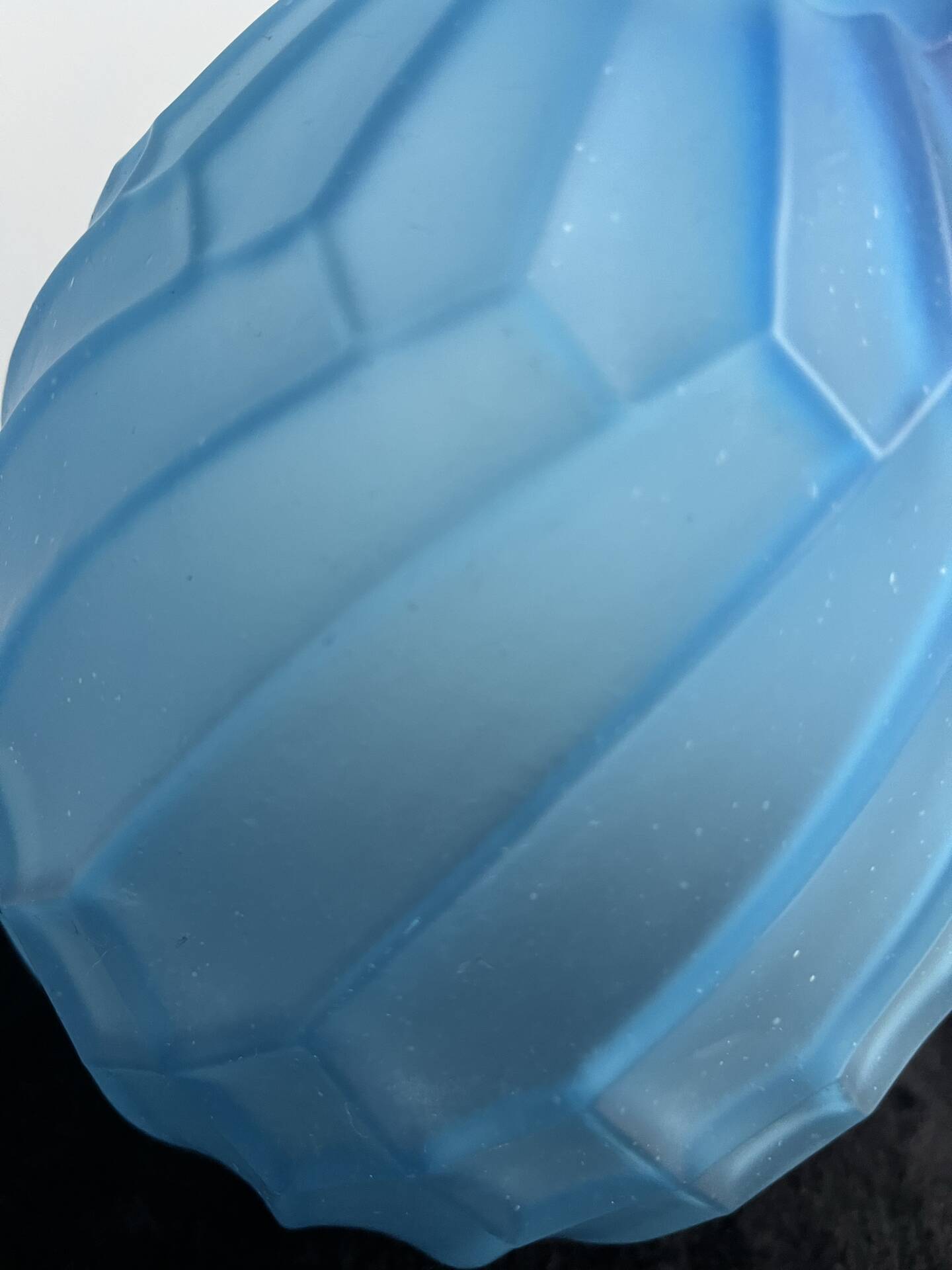 Art Deco vase in frosted blue glass