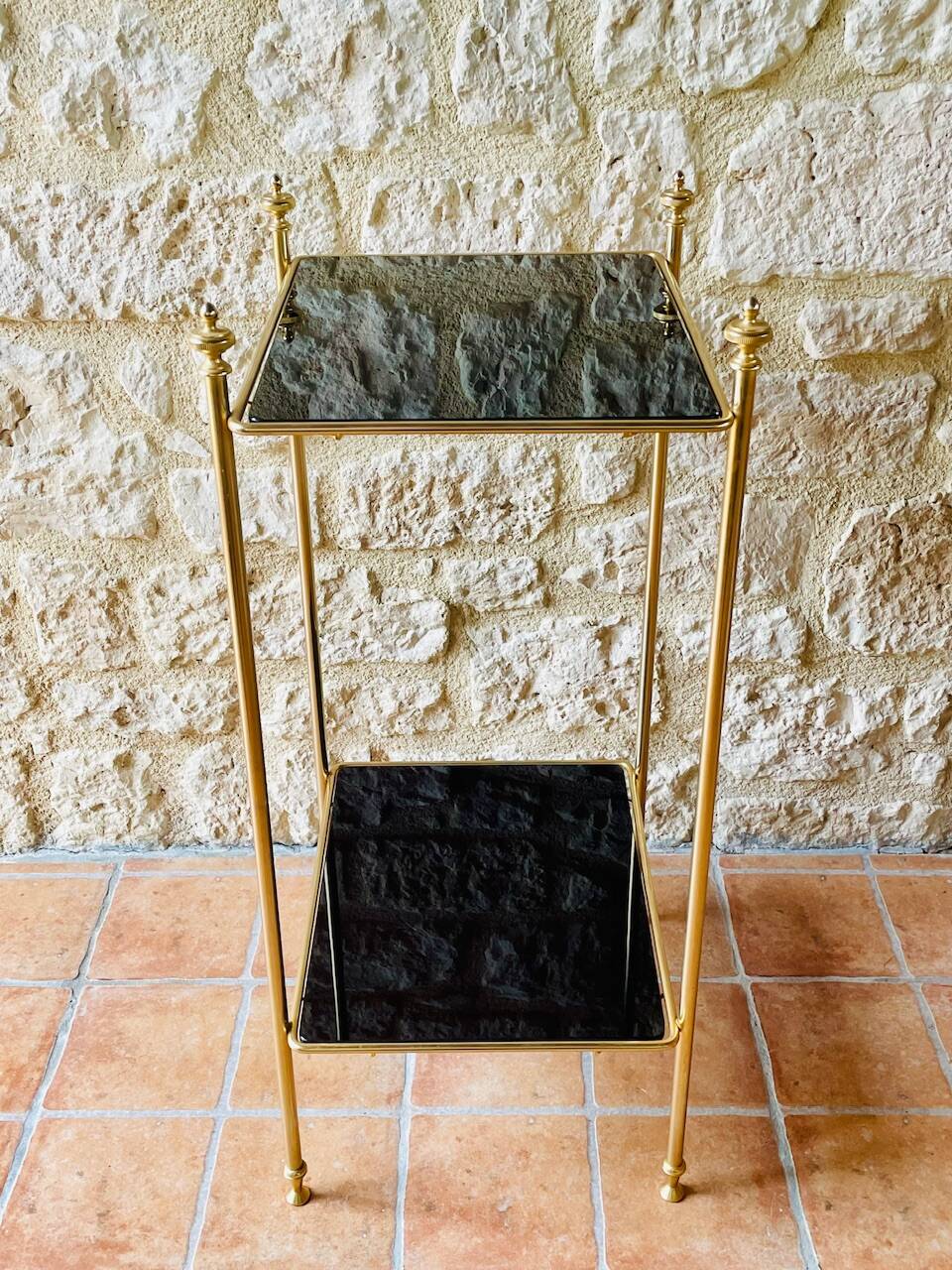 Vintage brass and glass side table circa 70's