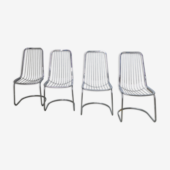 Set of 4 midcentury wire chairs