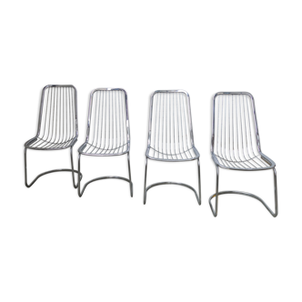 Set of 4 midcentury wire chairs