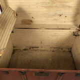 Old travel trunk cardboard, fabric and leather