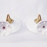 Swan neck and serrated opaline wall lights