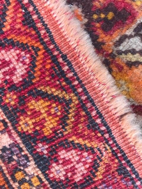 Small antique Turkish carpet Anatolia handmade 45x92 cm
