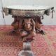 Jean-Maurice Rothschild (1902-1998) Table basse bois sculpté fer forgé et marbre
