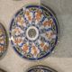 6 cups and 6 saucers, Christofle porcelain, Oceana Ginkgo blue pattern