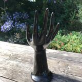 Hand baguier and soliflore in black porcelain