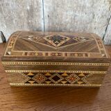 Ancienne Boite À Bijoux En Marqueterie Bois & Nacre Syrie Vintage