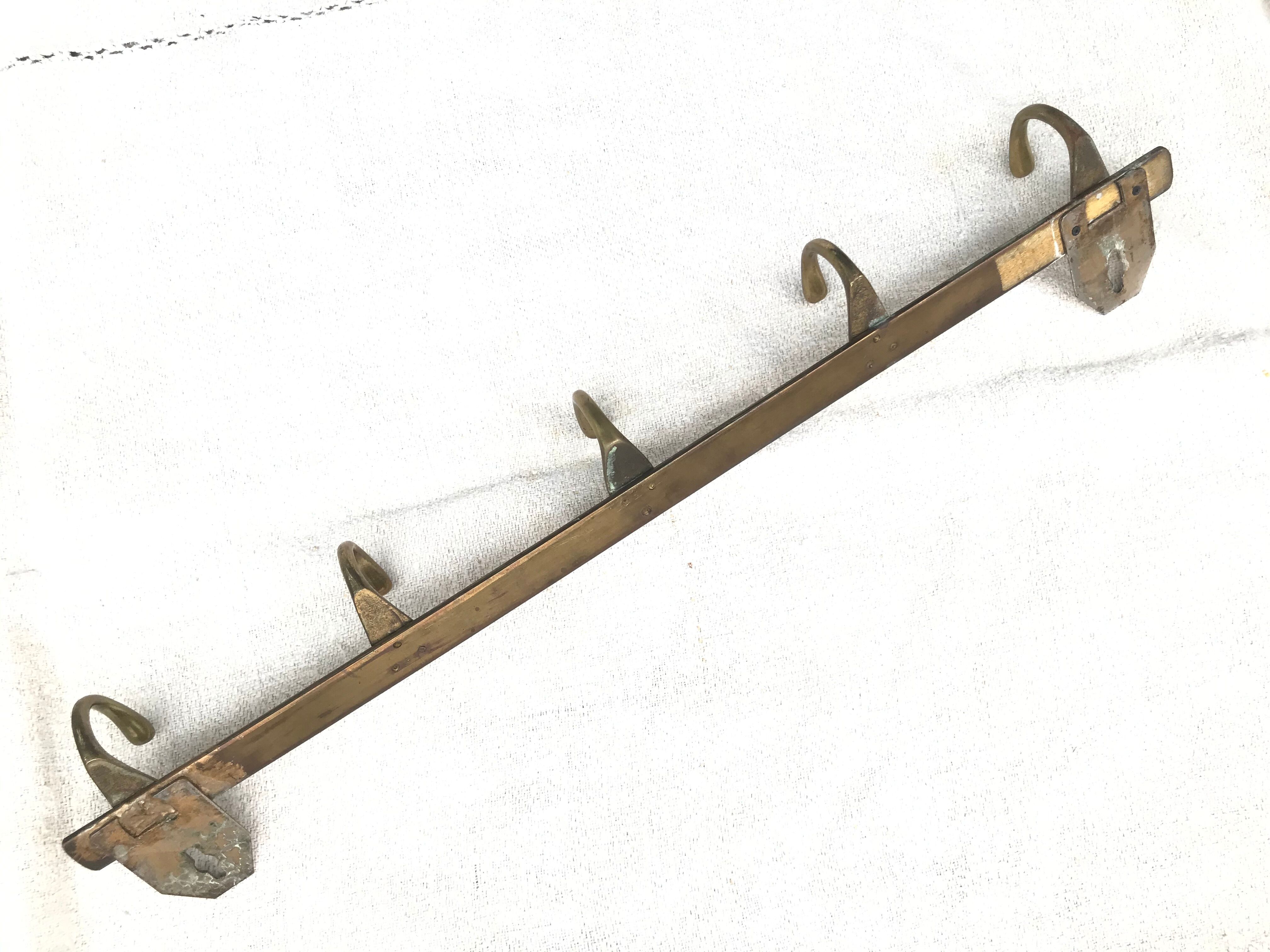 Brass wall patère 5 hooks