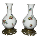 Pair of antique vases in hand-painted porcelain and bronze – Décor