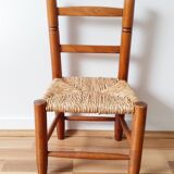 Vintage children's chair in wood and straw