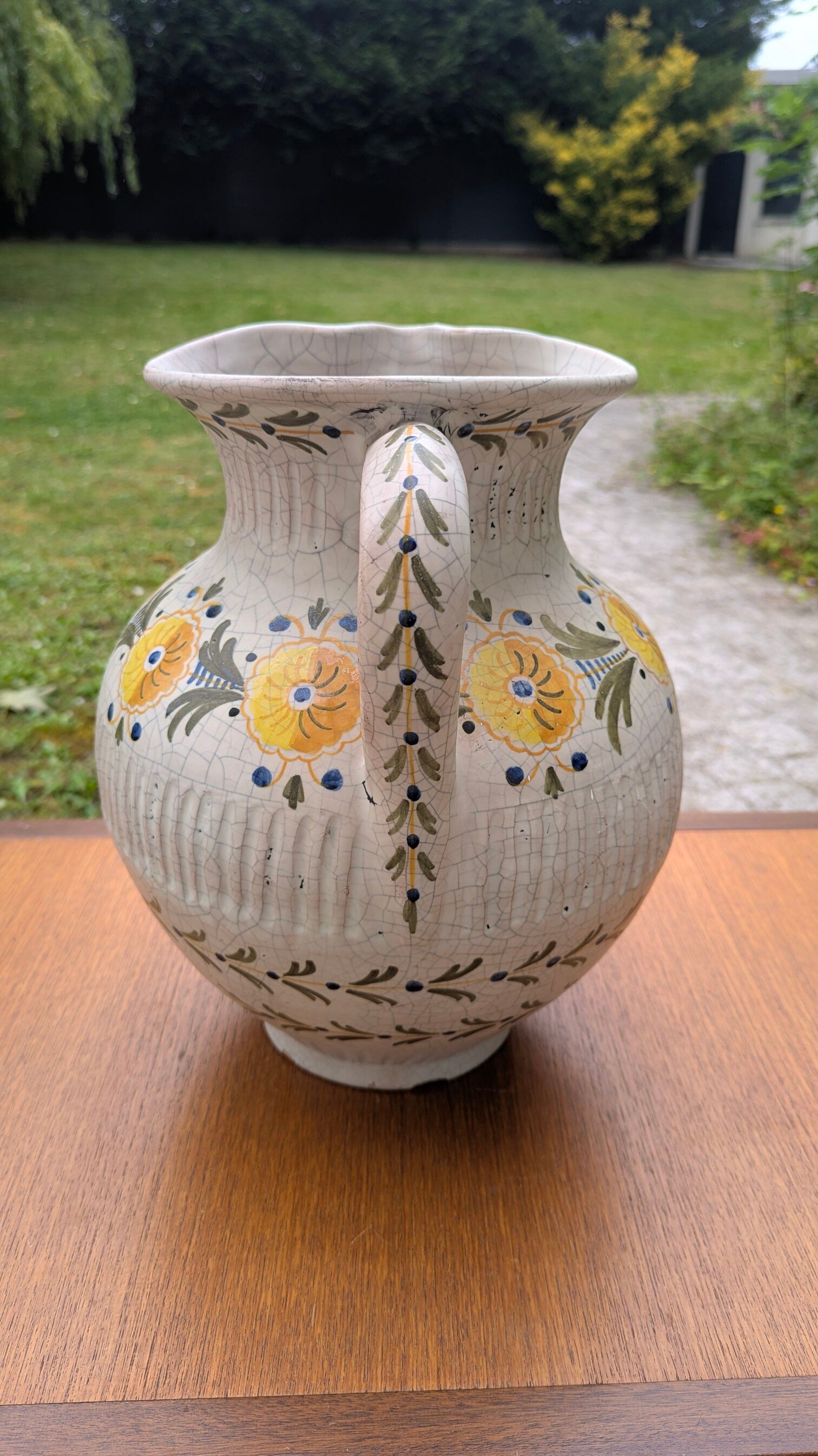 Large Pitcher / Handmade Ceramic Vase - Talavera Spain Vintage
