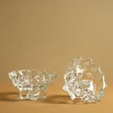 Pair of moulded glass candlesticks