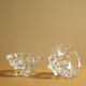Pair of moulded glass candlesticks