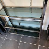 Library n2 display shelf modular wall unit glass and chrome vintage 70s