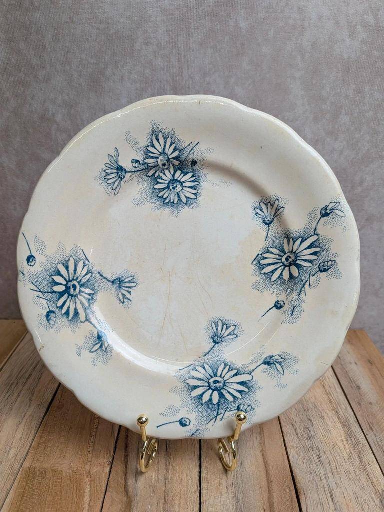 Marguerite ironstone dessert plate – Nouvelle Givors pottery