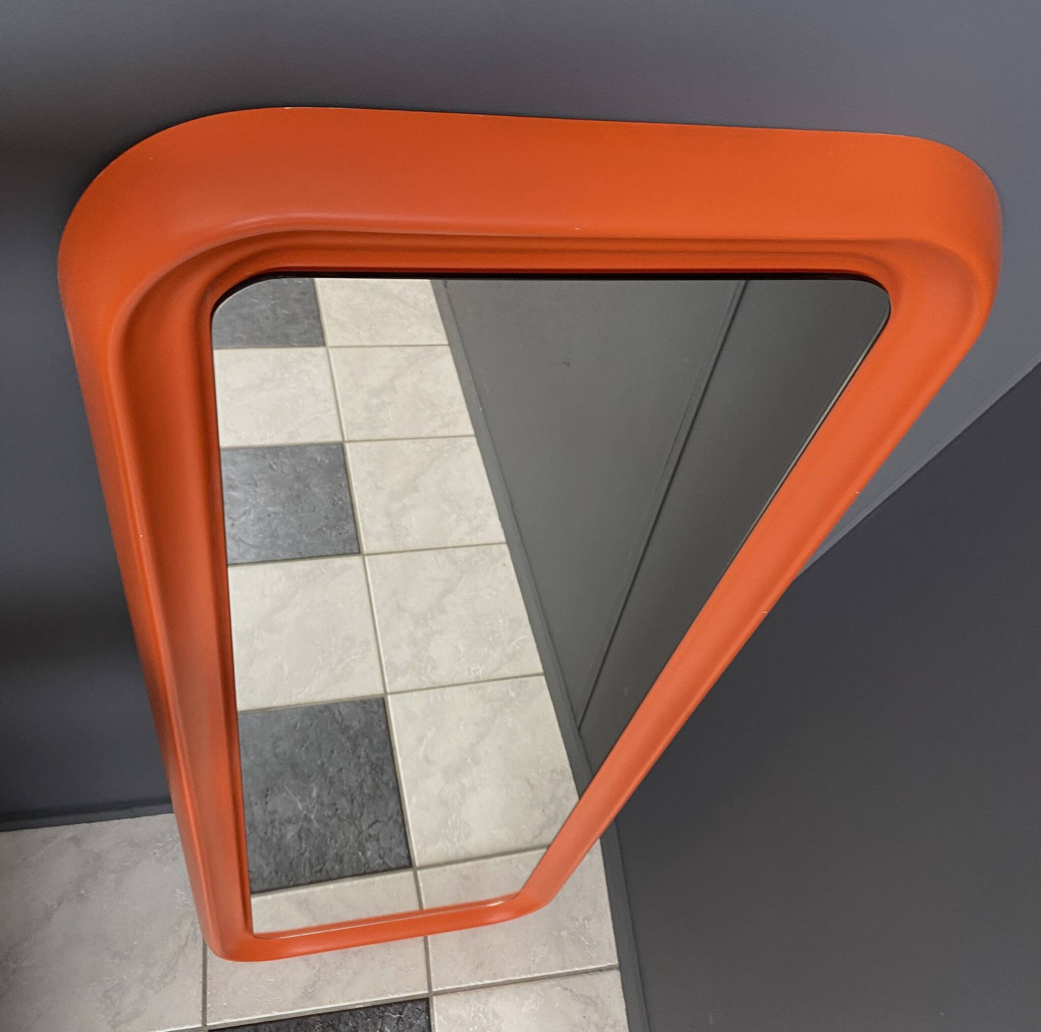 XXL orange Quadro mirror by Schönbuch 1970s