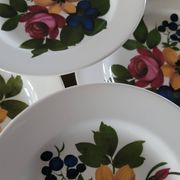 6 assiettes creuses vintage, motif floral