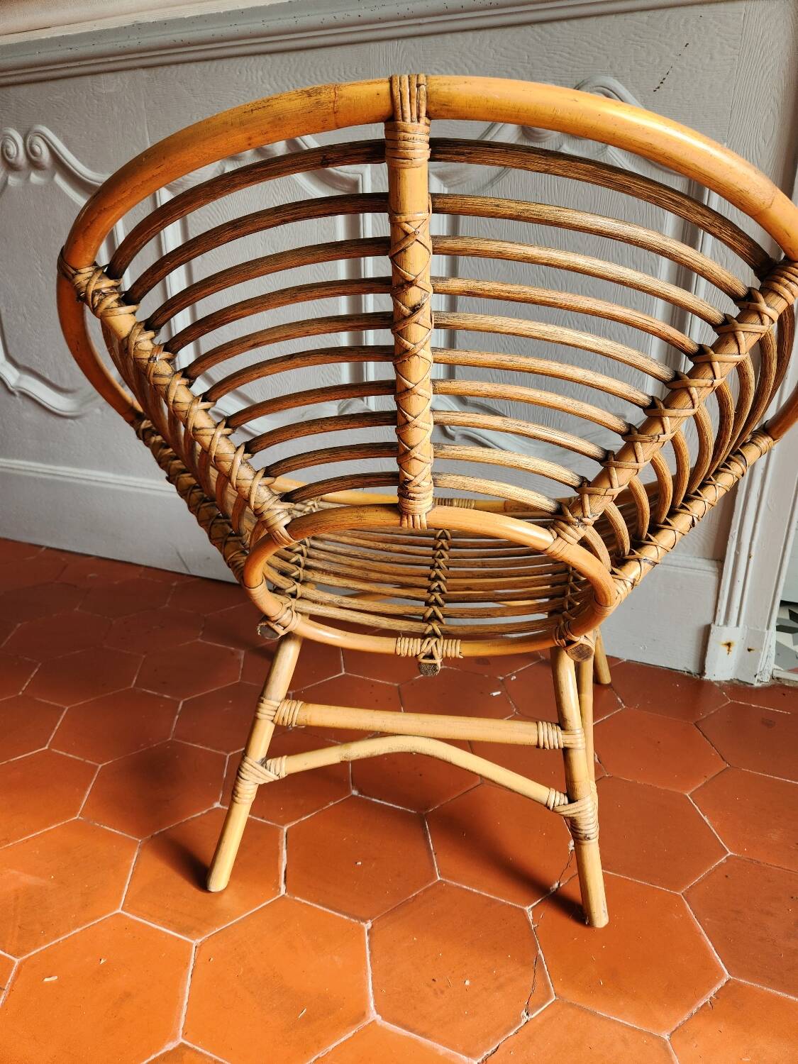 Large rattan armchair from the 70s