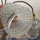 Set of three vintage electrified glass pendant lamps