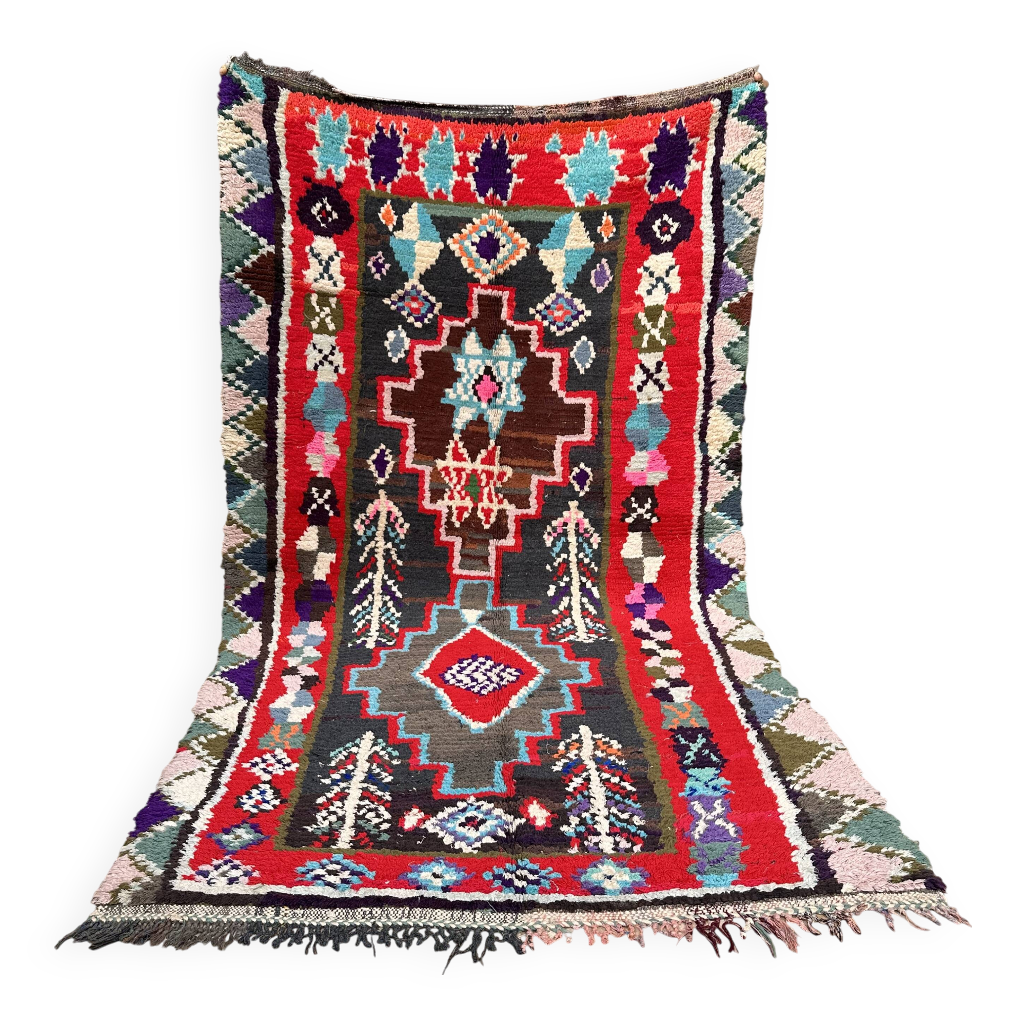 Vintage Moroccan Rug - Small Boujaad Rug - Boucharouit Rug