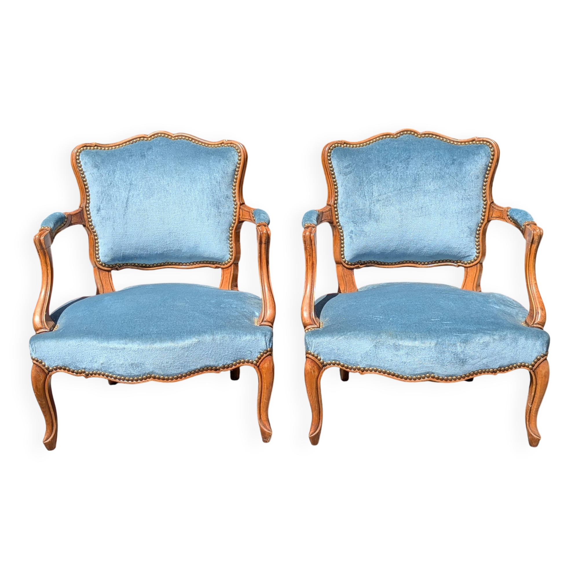 Pair of Louis XV cabriolet armchairs