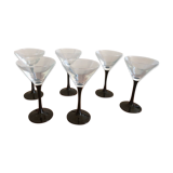 Lot de 6 verres à pied noir martini Luminarc 70s vintage