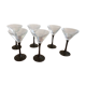 Lot of 6 glasses black martini Luminarc 70s vintage