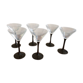 Lot de 6 verres à pied noir martini Luminarc 70s vintage