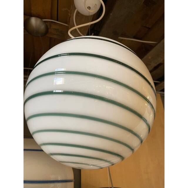 Murano Style Glass Pendant Swirling Green and White