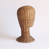 Rattan mannequin head, 1950s.