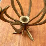 Vintage brutalist floral metal candlestick