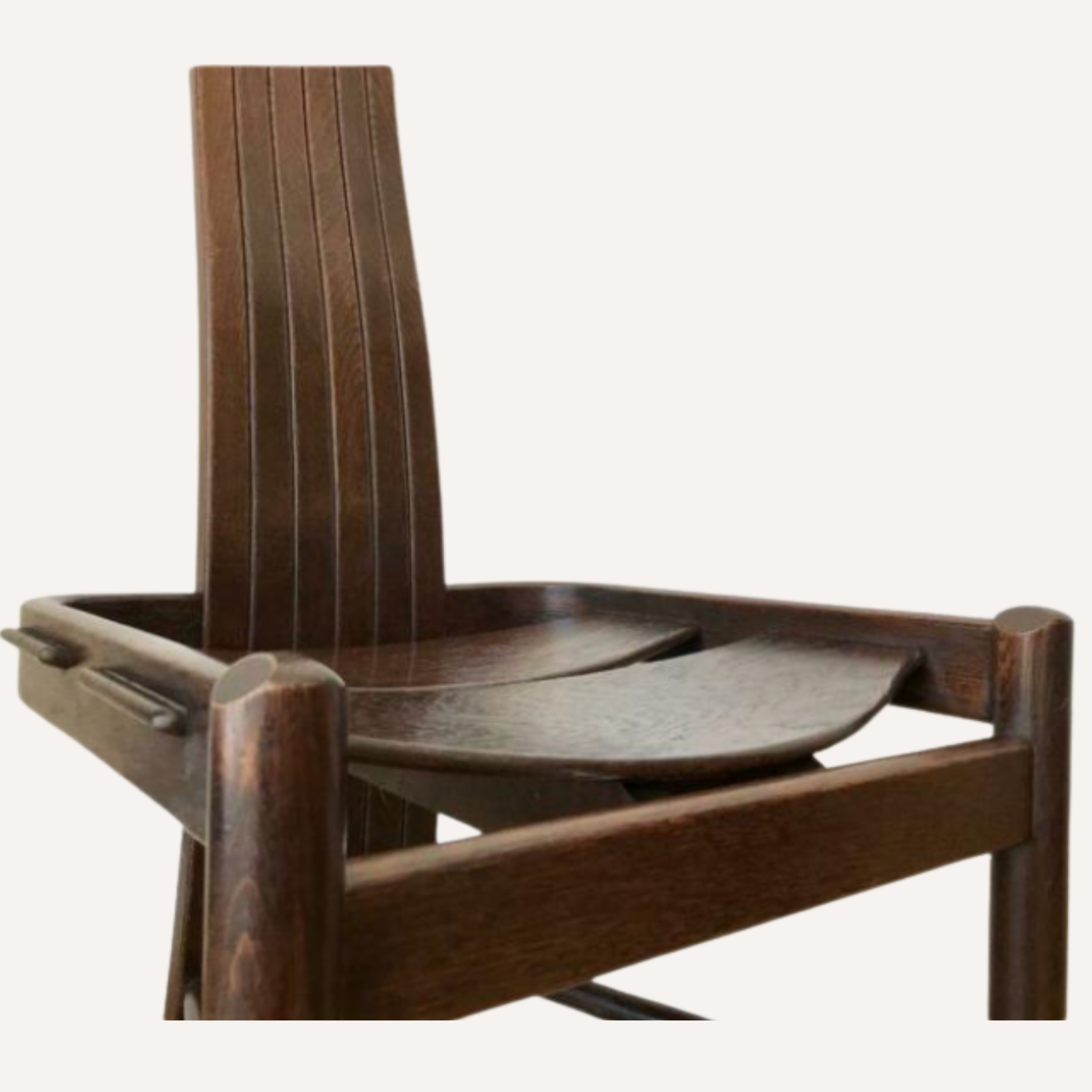Steam bent Arts and Crafts oak organic shaped revival chair, 1960s - 1970s