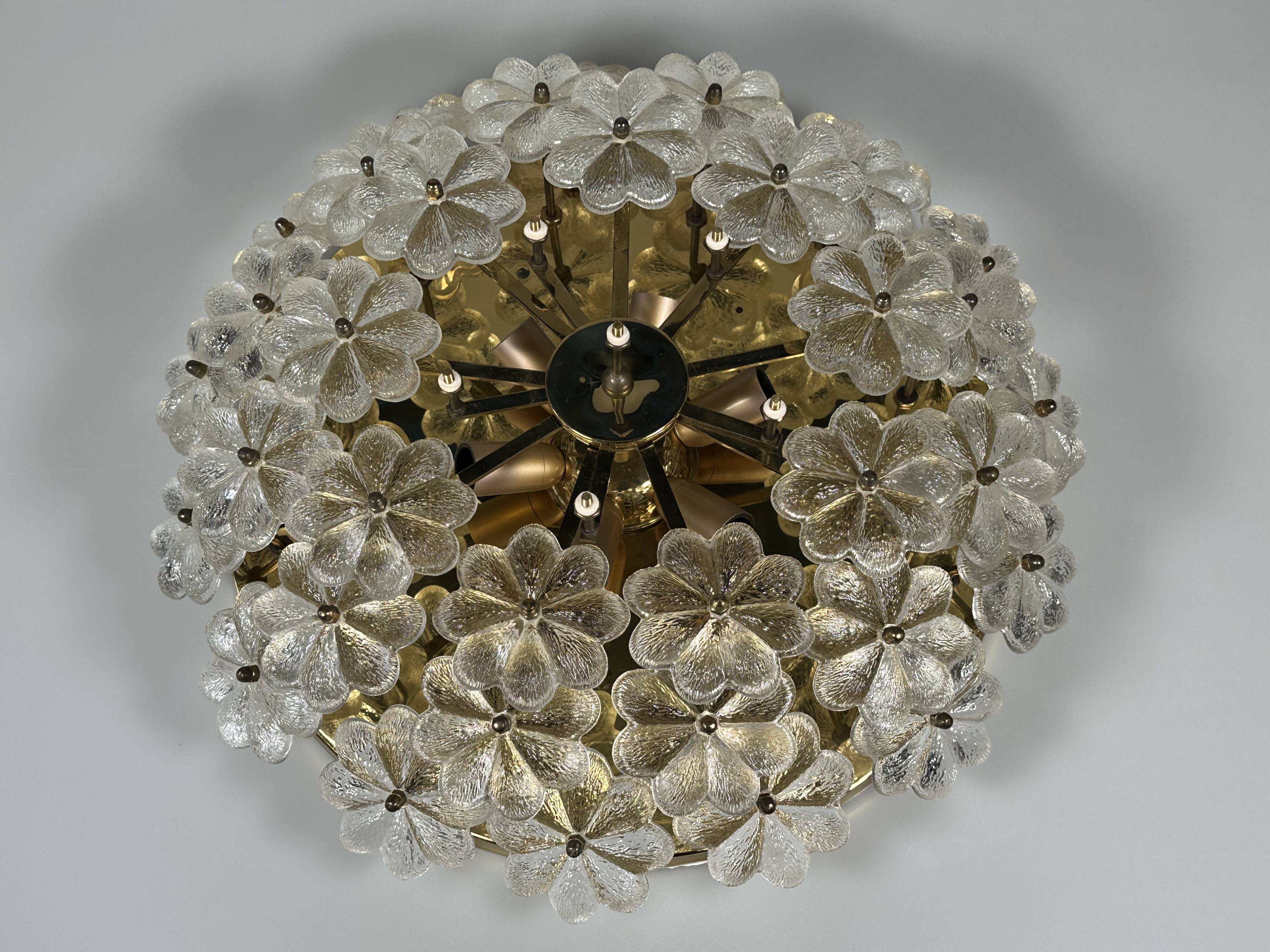 1960s/70s Ceiling Lamp Ernst Palme made of brass and glass, Germany