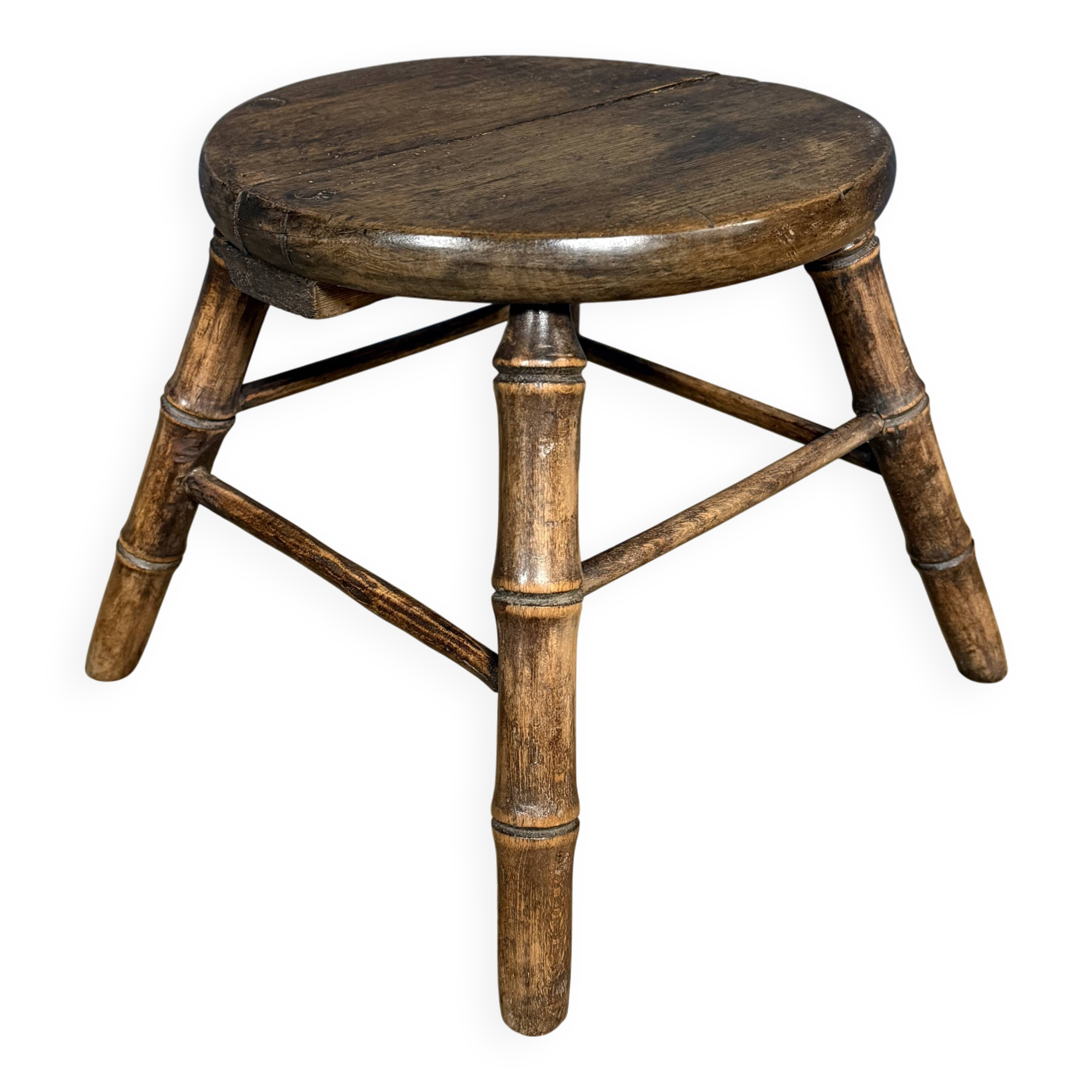 Faux bamboo stool made of beech wood