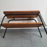 Vintage 1950 coffee table magazine rack in steel & beech 50s rockabilly zazou