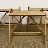Bamboo and rattan side table / end table