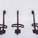 3 patères murales en fer forgé vintage