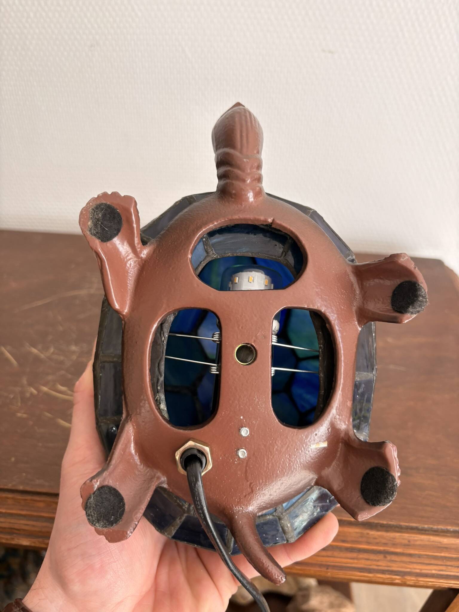 Turtle Glass Table Lamp with Enamel Stained Glass Tiffany Art Nouveau Style